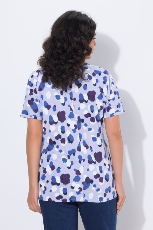 T-shirt oversize à pois, col rond et manches courtes