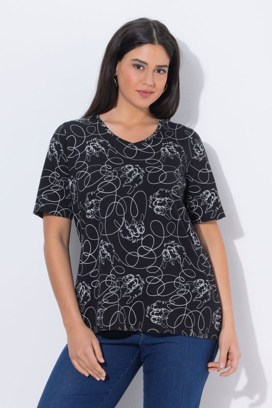 T-shirt animaux fantaisie, coupe Classic Fit, col en V et manches courtes