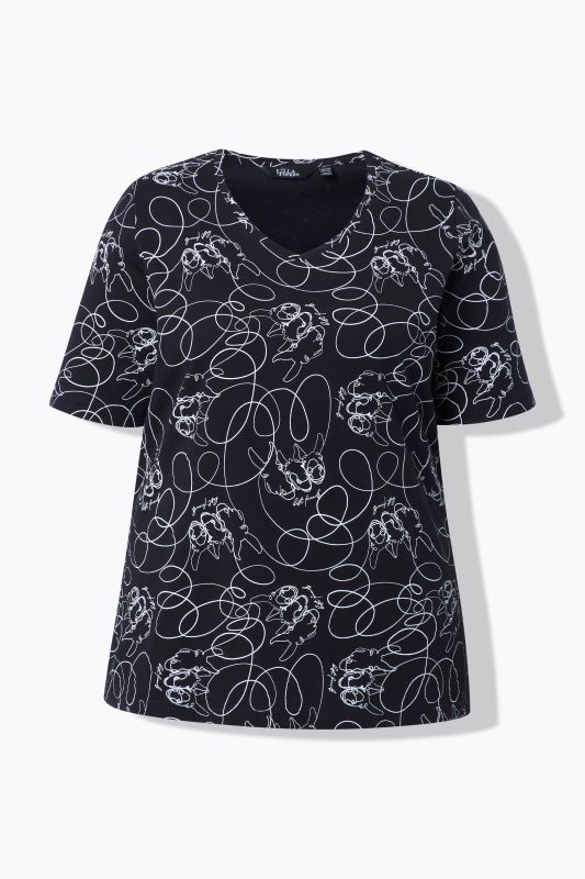 T-shirt animaux fantaisie, coupe Classic Fit, col en V et manches courtes