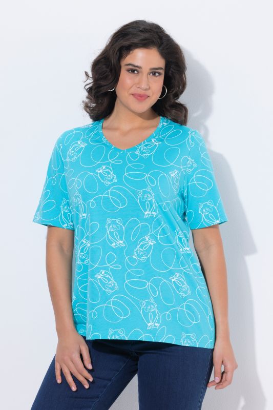 T-shirt animaux fantaisie, coupe Classic Fit, col en V et manches courtes