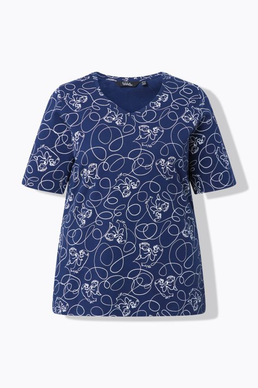 T-shirt animaux fantaisie, coupe Classic Fit, col en V et manches courtes