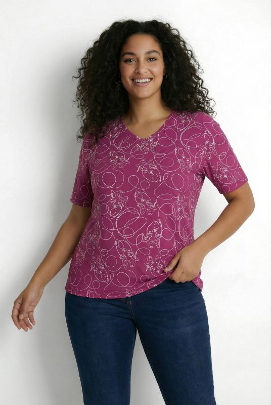 T-shirt animaux fantaisie, coupe Classic Fit, col en V et manches courtes