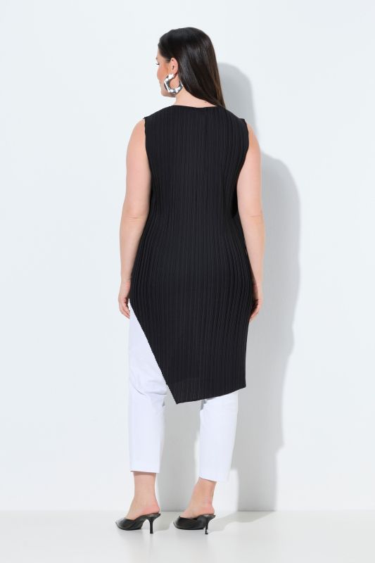 Blouse plissée sans manches, décolleté rond