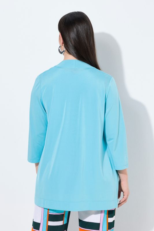 Veste en piqué au tombé fluide, coupe ouverte, col châle et manches&nbsp;3/4