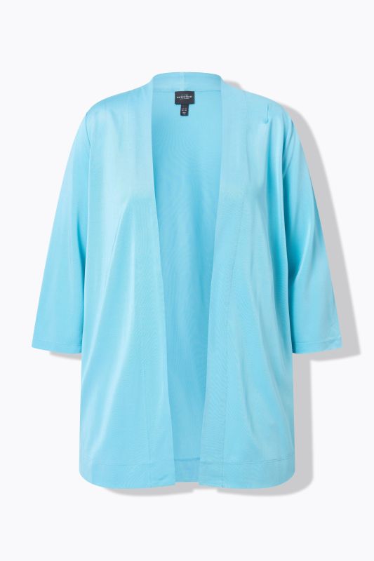 Veste en piqué au tombé fluide, coupe ouverte, col châle et manches&nbsp;3/4