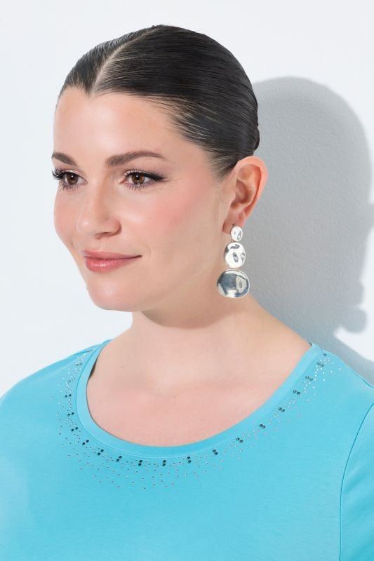 T-shirt en coton Pima, manches courtes et décolleté rond avec pierres fantaisie