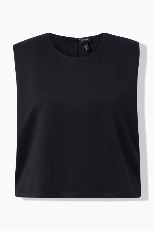 Top coupe Boxy Fit sans manches, tissu Scuba et col rond