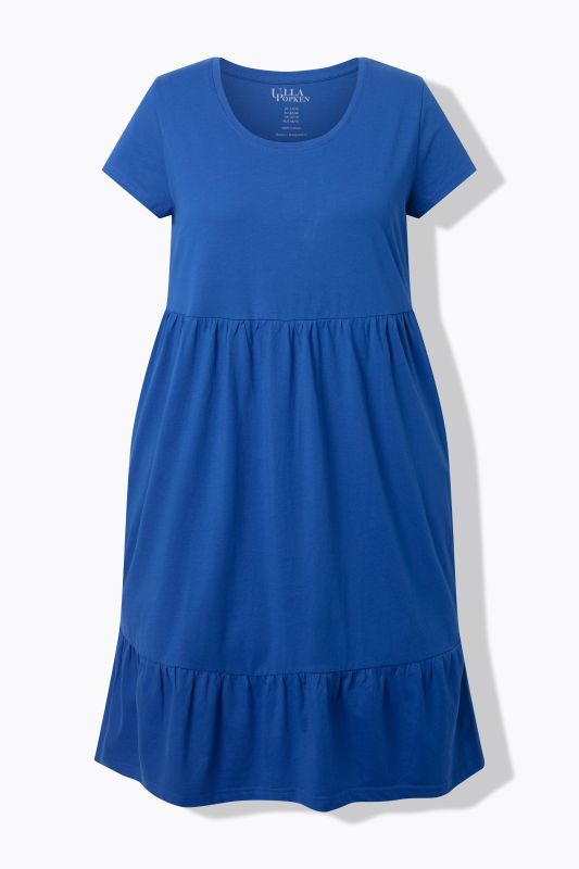 Robe en jersey avec poches, décolleté rond et manches courtes, coupe évasée