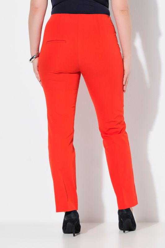 Pantalon en tissu stretch, taille élastique et jambe droite