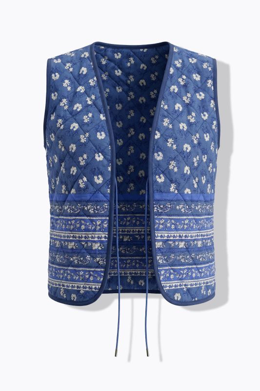 Veste matelassée à fleurs, modèle sans manches, cordon à nouer en guise de fermeture
