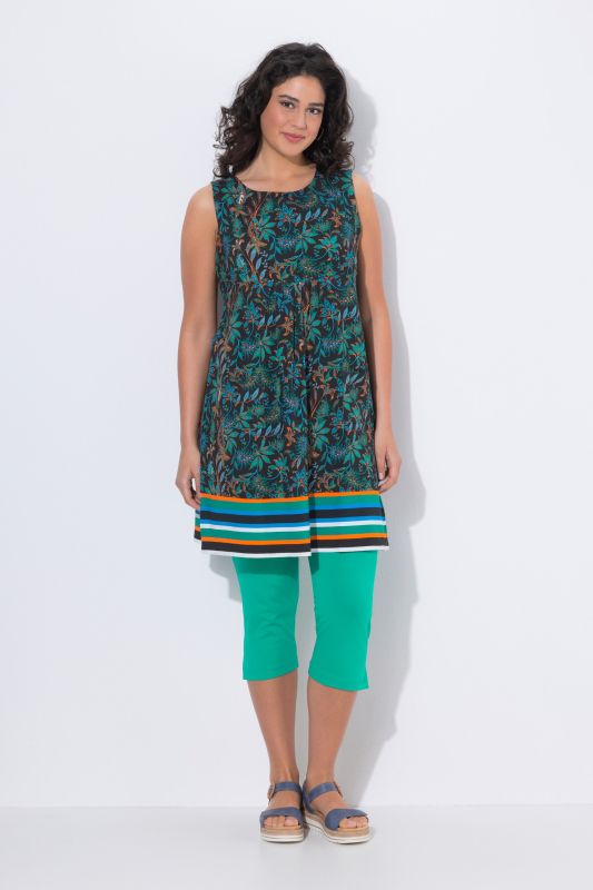 Robe en jersey sans manches, bordure contrastante à la base et décolleté rond, coupe évasée