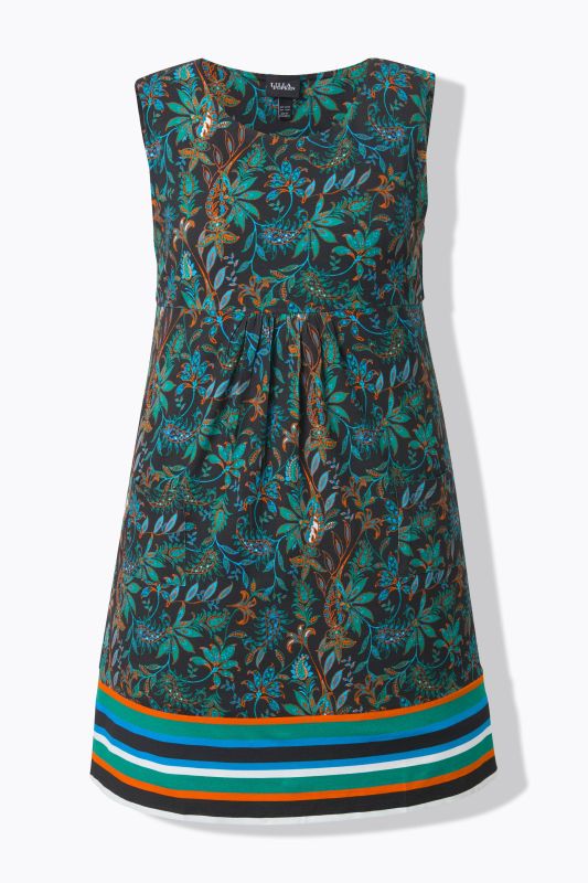 Robe en jersey sans manches, bordure contrastante à la base et décolleté rond, coupe évasée