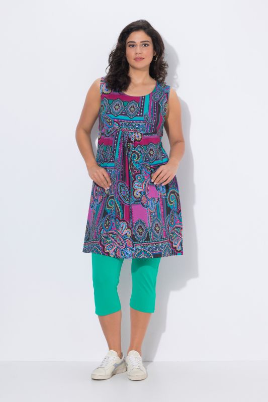 Robe en jersey sans manches, poches et décolleté rond, coupe évasée