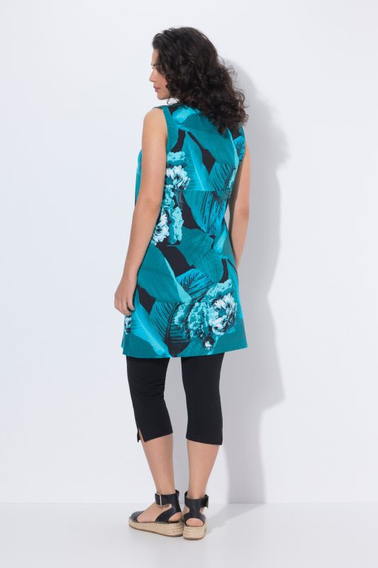 Robe en jersey sans manches, poches et décolleté rond, coupe évasée