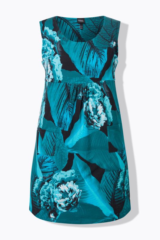 Robe en jersey sans manches, poches et décolleté rond, coupe évasée