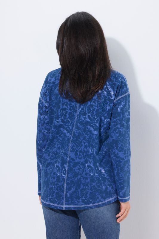 Sweat-shirt motif papillons, col en V et manches longues