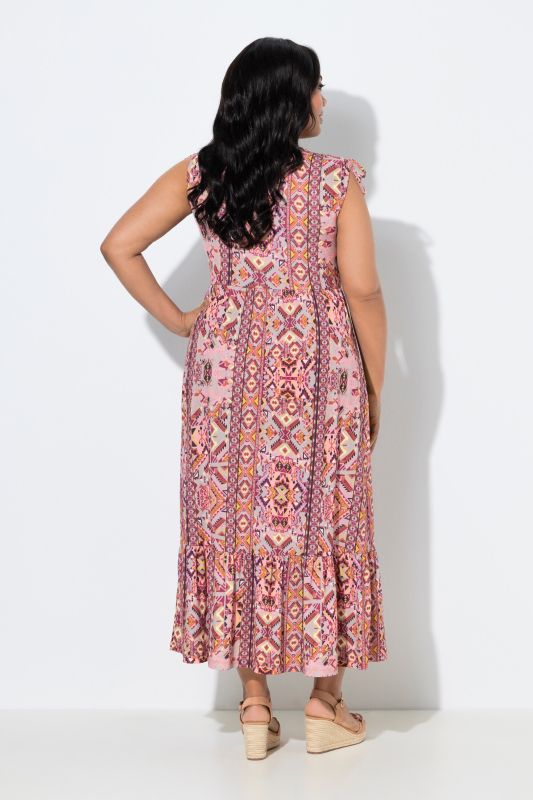 Robe maxi sans manches, imprimé graphique et décolleté en V