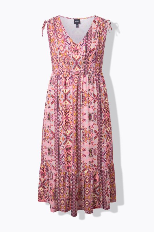 Robe maxi sans manches, imprimé graphique et décolleté en V