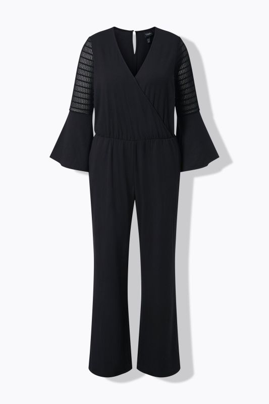 Combinaison décolletè en V esprit cache-cœur, manches longues