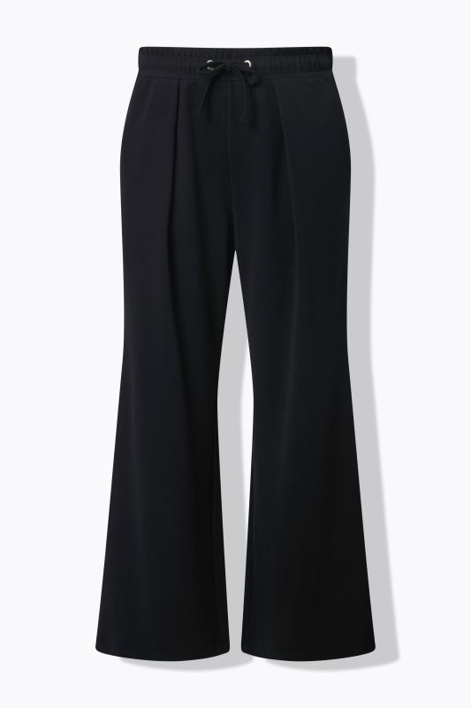 Pantalon à pinces, jambe large et taille élastique