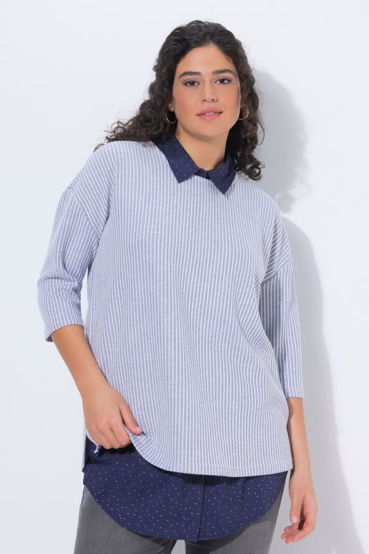 Col chemise, imprimé à pois et patte de boutonnage - à porter en dessous d'un pull par exemple