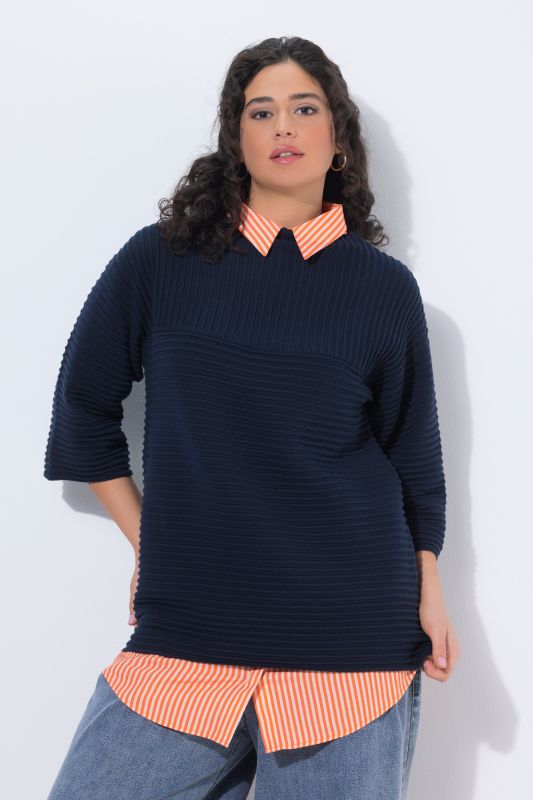 Rallonge de chemisier à rayures, boutons, coupe évasée