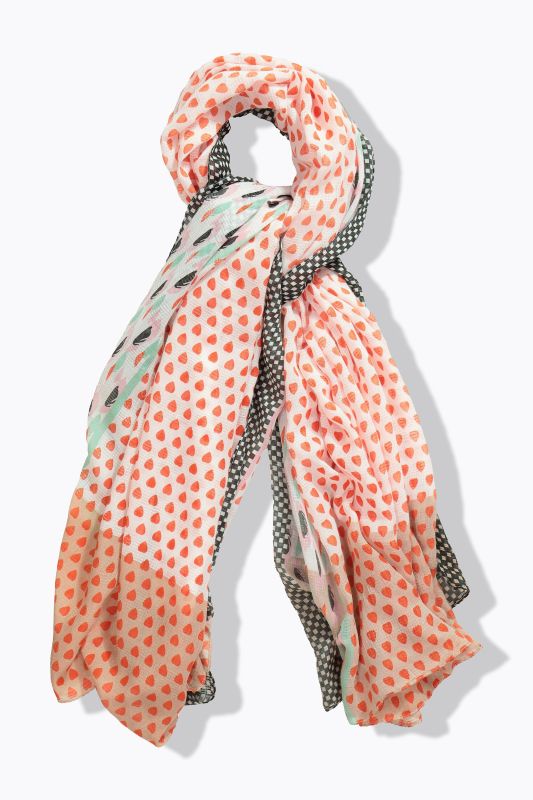 Écharpe motif cœurs, avec bordure