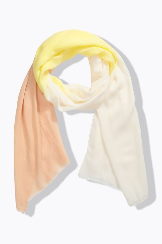 Écharpe, bords frangés et dégradé de couleurs