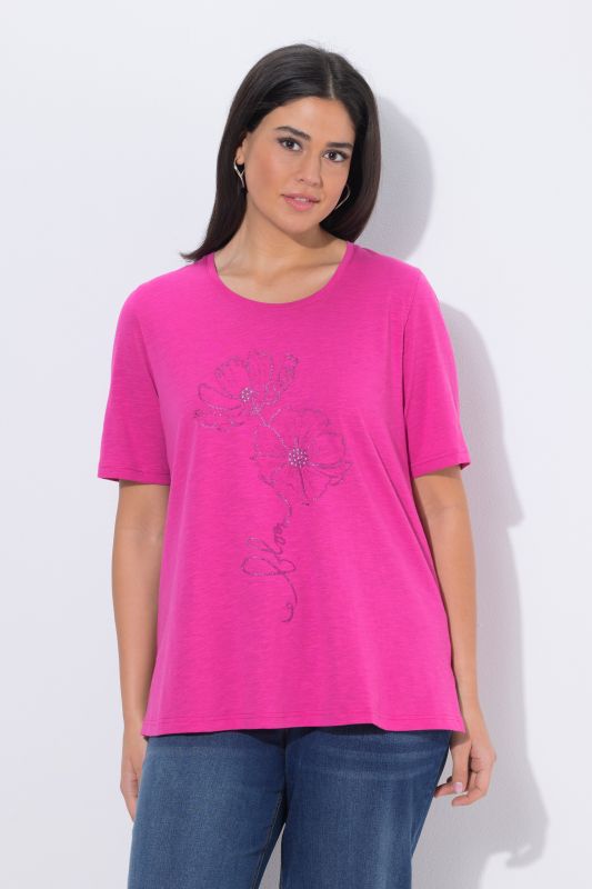 T-shirt à fleurs, coupe Classic Fit, col rond et manches courtes