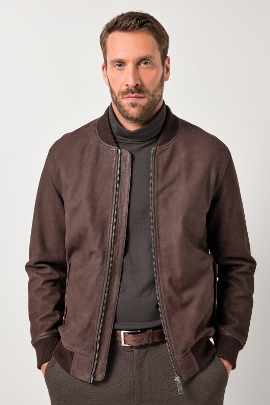 Blouson en cuir JP1880, en cuir d'agneau, encolure style veste teddy – jusqu'au 7 XL