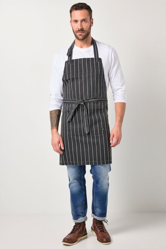 Tablier JP 1880 en denim rayé, sangle ajustable - jusqu'au 7 XL