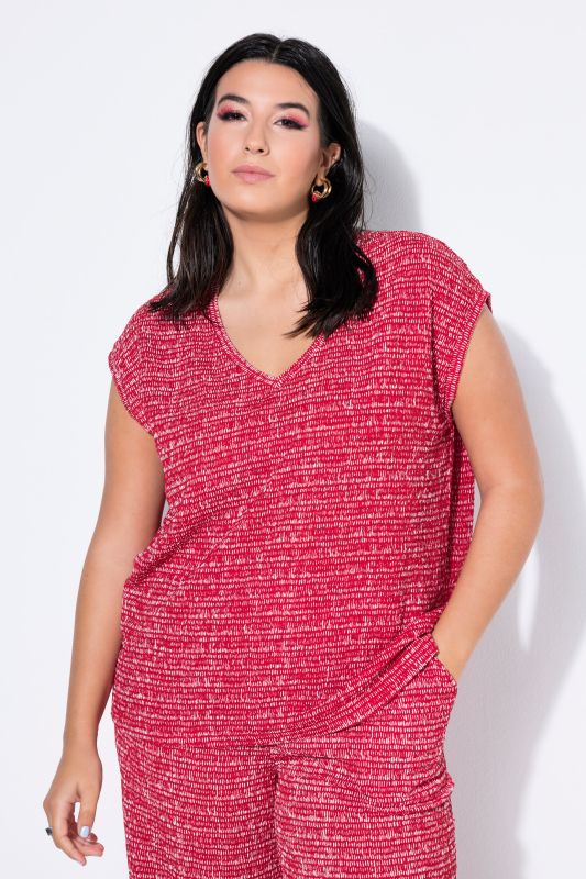 T-shirt oversize texturé à col en V