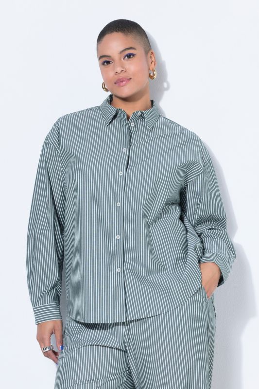 Chemisier oversize à rayures, patch