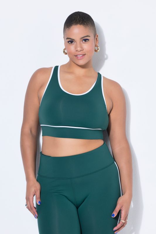 Soutien-gorge de sport avec doublure en mesh et passepoil blanc