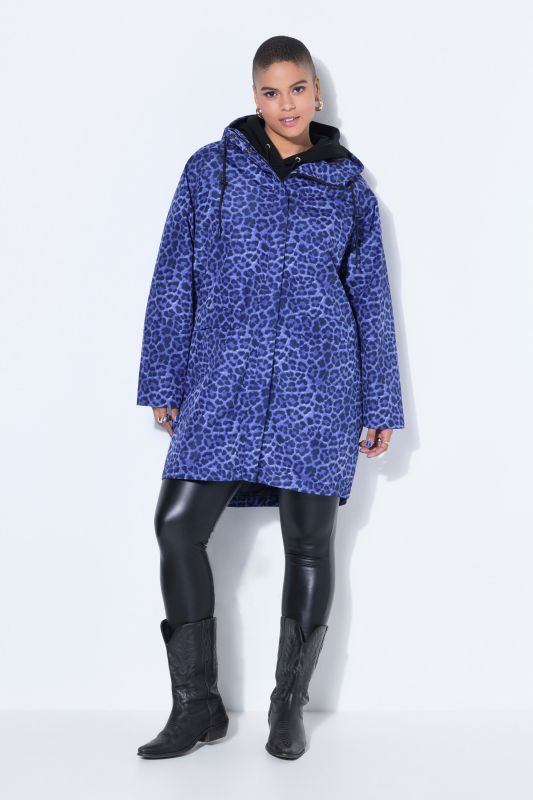 Imperméable à imprimé léopard, capuche et zip