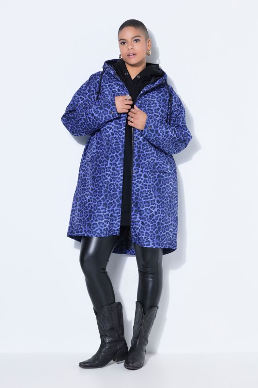Imperméable à imprimé léopard, capuche et zip