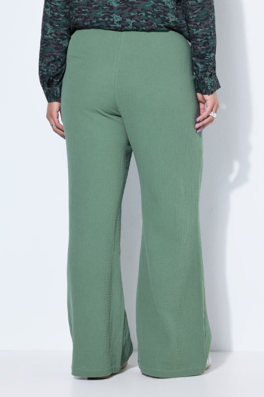 Pantalon en mousseline à jambes larges et taille élastique
