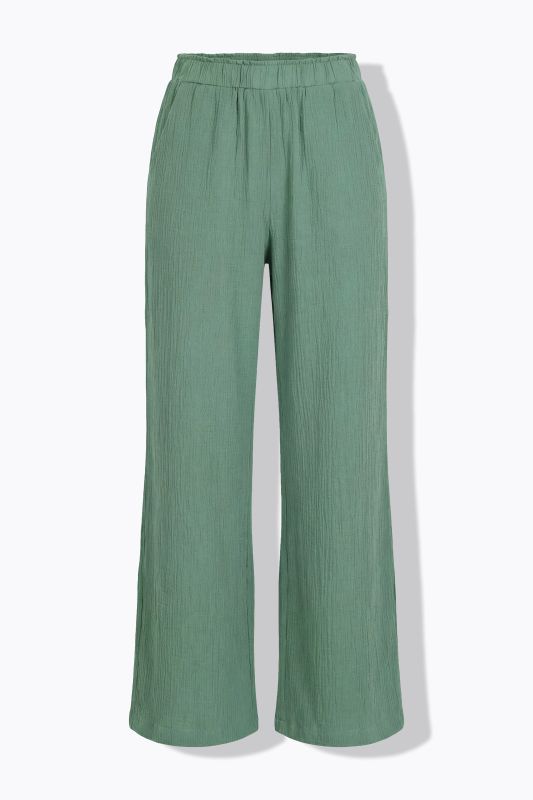 Pantalon en mousseline à jambes larges et taille élastique