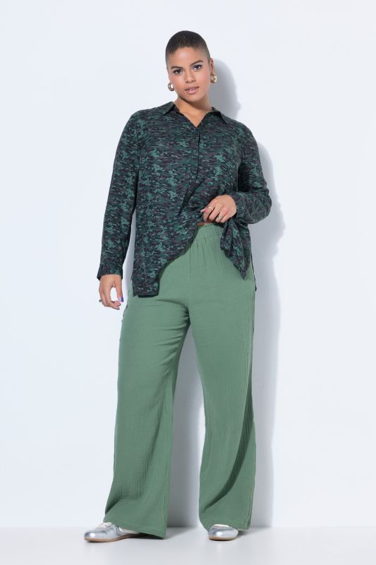 Pantalon en mousseline à jambes larges et taille élastique