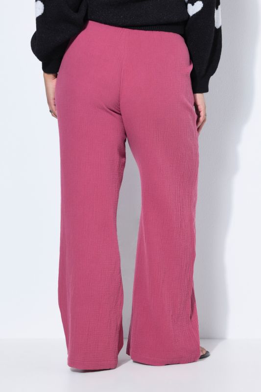 Pantalon en mousseline à jambes larges et taille élastique