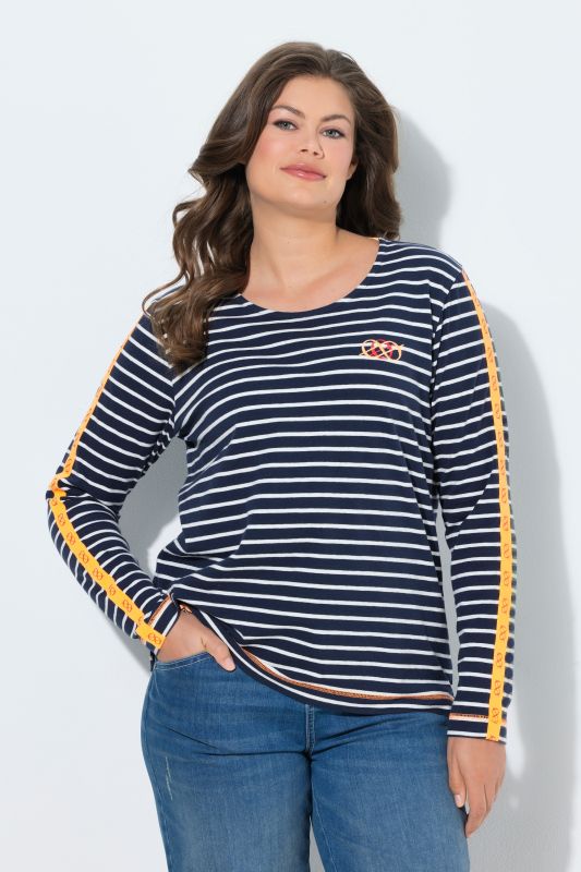 T shirt rayé. Col rond, manches longues