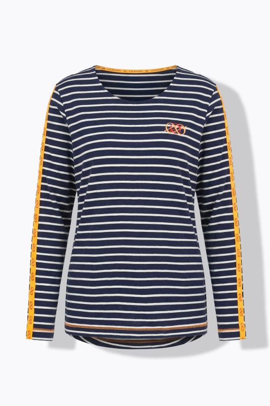 T shirt rayé. Col rond, manches longues