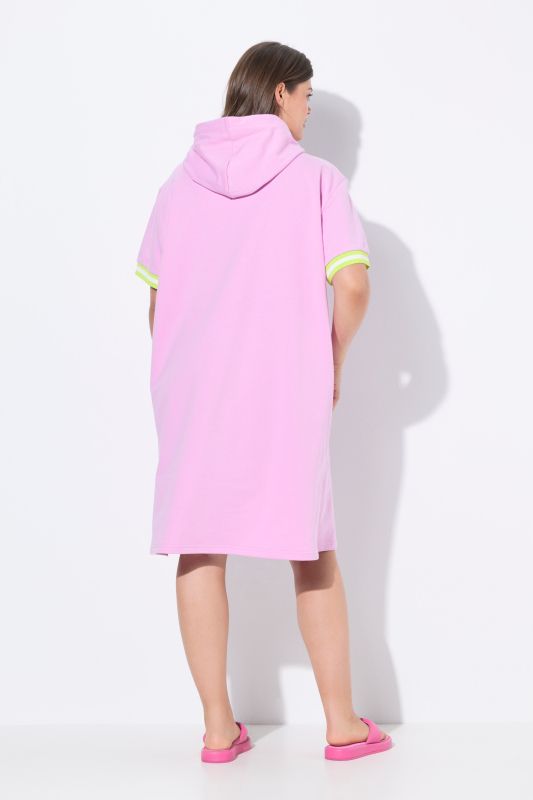 Robe de plage en molleton à manches 1/2 et capuche, OEKO-TEX