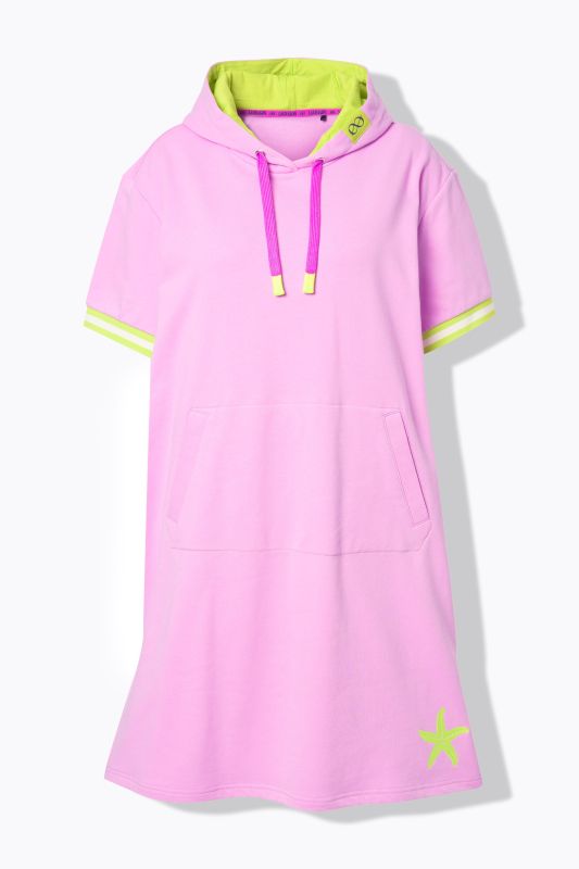 Robe de plage en molleton à manches 1/2 et capuche, OEKO-TEX