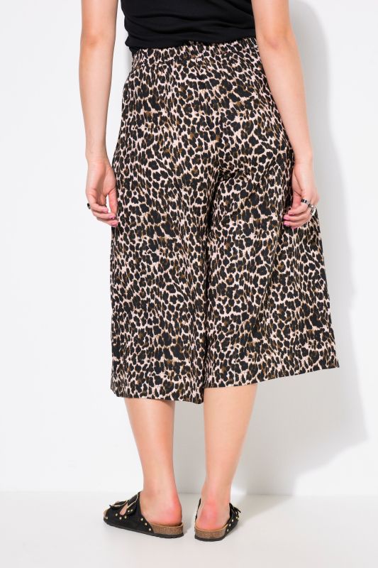 Jupe-culotte taille haute, coupe Wide Legs très large, imprimé léopard