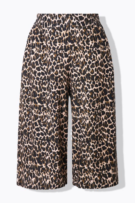 Jupe-culotte taille haute, coupe Wide Legs très large, imprimé léopard