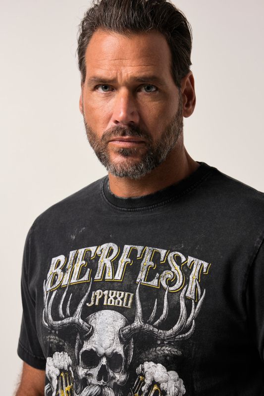 T-shirt JP 1880, manches courtes et col rond, imprimé style bavarois traditionnel - jusqu'au 8 XL