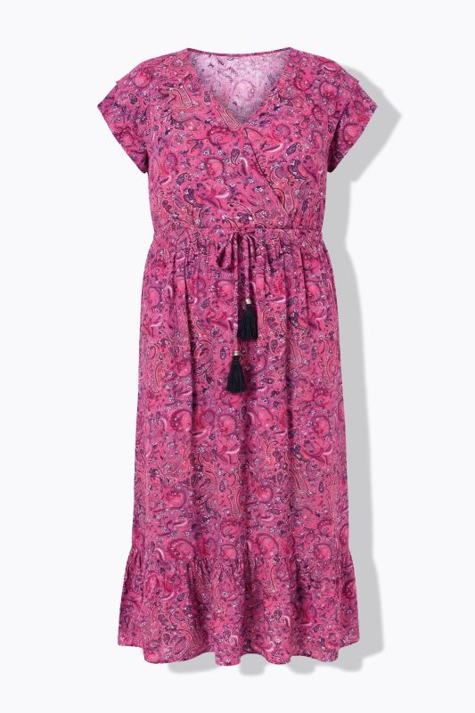 Robe maxi imprimé cachemire, cordon à nouer, coupe évasée