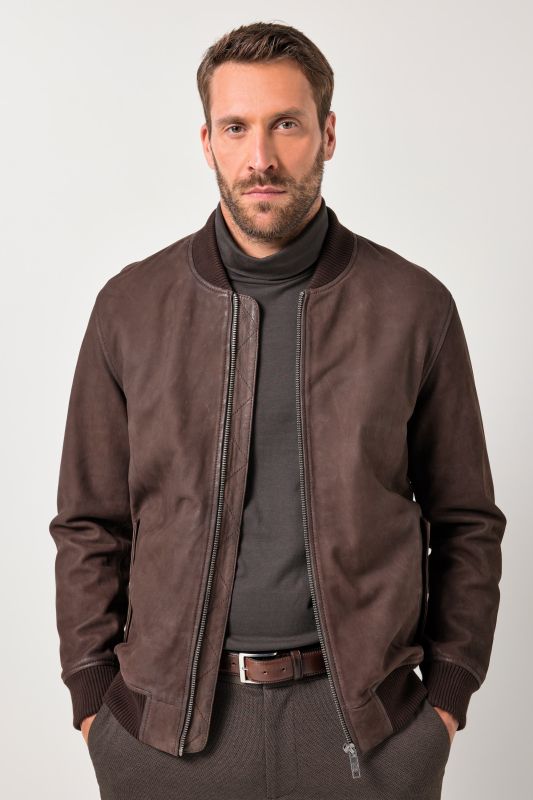 Blouson en cuir JP1880, en cuir d'agneau, encolure style veste teddy – jusqu'au 7 XL