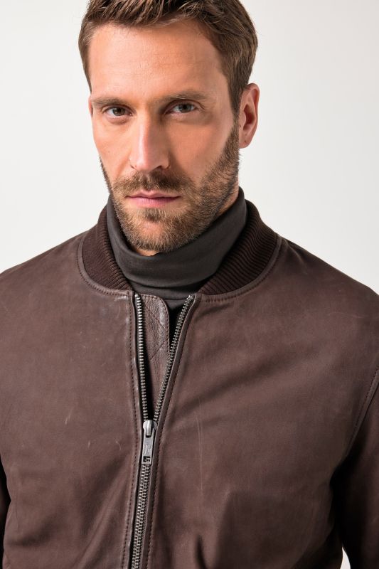 Blouson en cuir JP1880, en cuir d'agneau, encolure style veste teddy – jusqu'au 7 XL